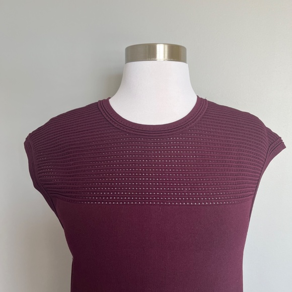 Ted Baker Maroon Aubrey Skater A-line Eyelet Knit Cocktail Burgundy Dress Large - Picture 7 of 13